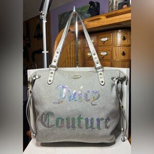 Vintage Mid-2010s Juicy Couture Gray/Silver Iridescent Sequin Jersey Zip Tote